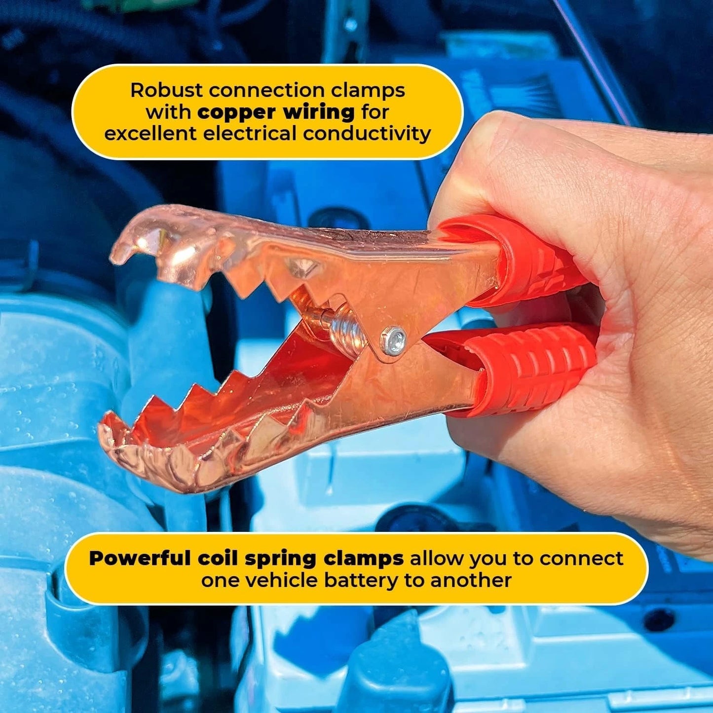 Heavy-Duty 500 AMP Car Jumper Cable — Emergency Battery Jump Starter (6.5 ft, 4-Gauge Copper)