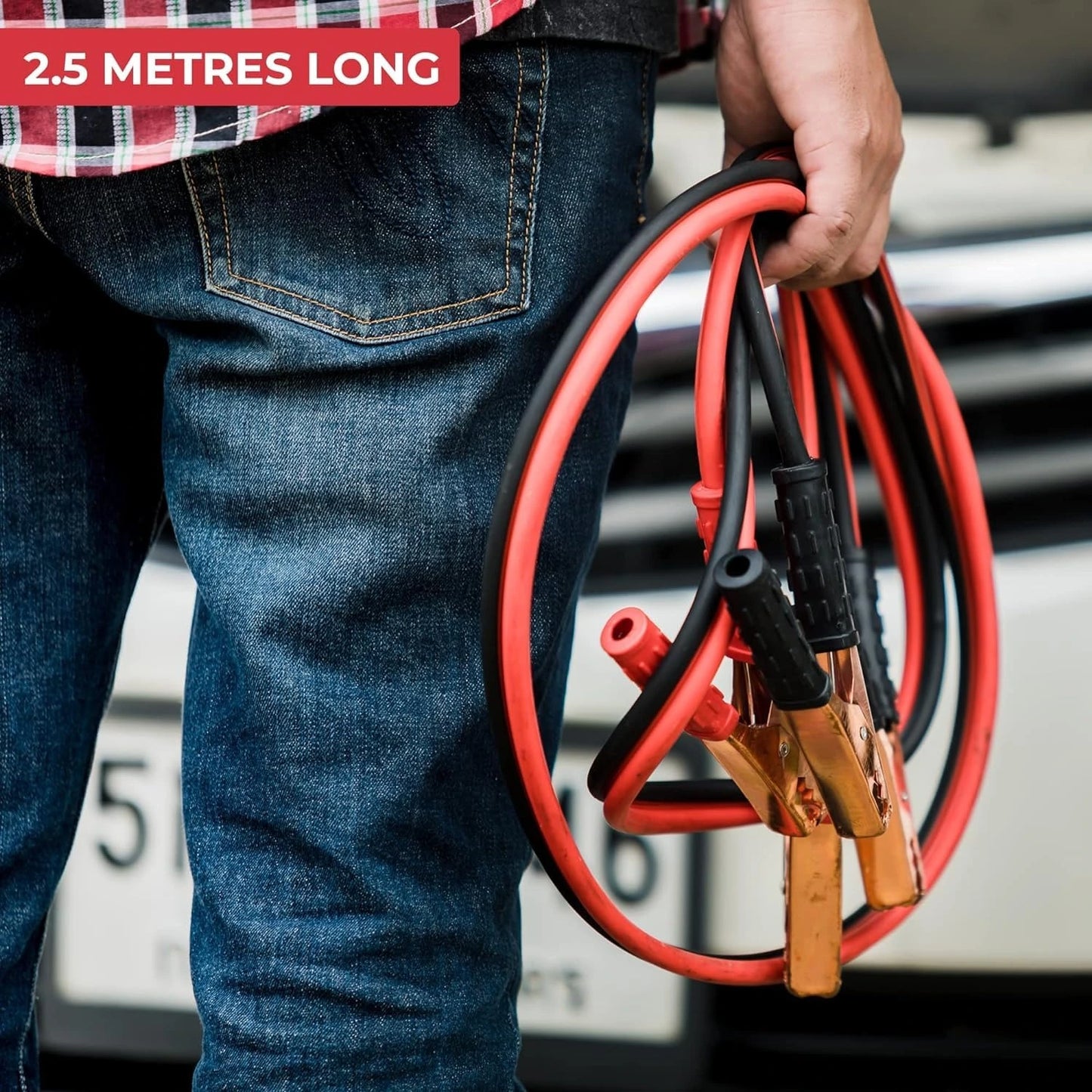 Heavy-Duty 500 AMP Car Jumper Cable — Emergency Battery Jump Starter (6.5 ft, 4-Gauge Copper)