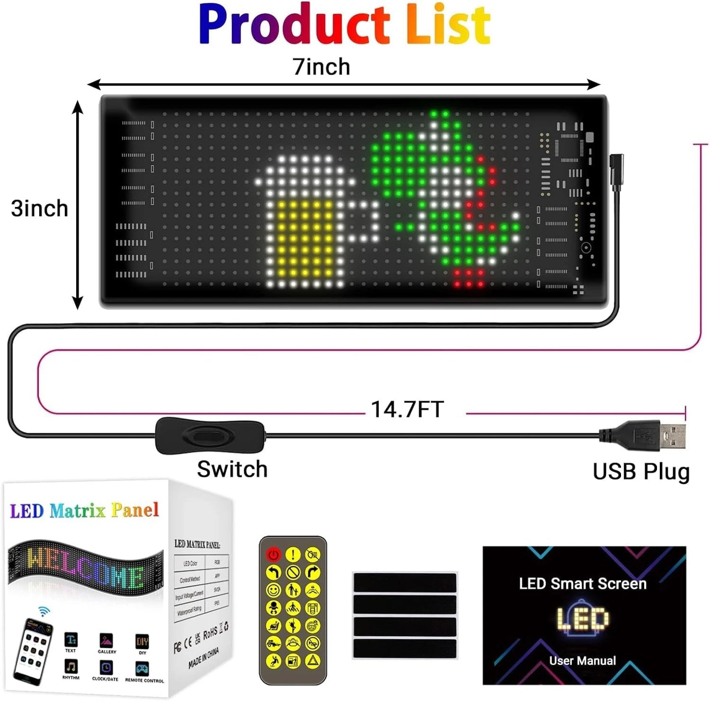 Smart LED Car Display Panel — Show Messages, Emojis & Animations From Your Phone