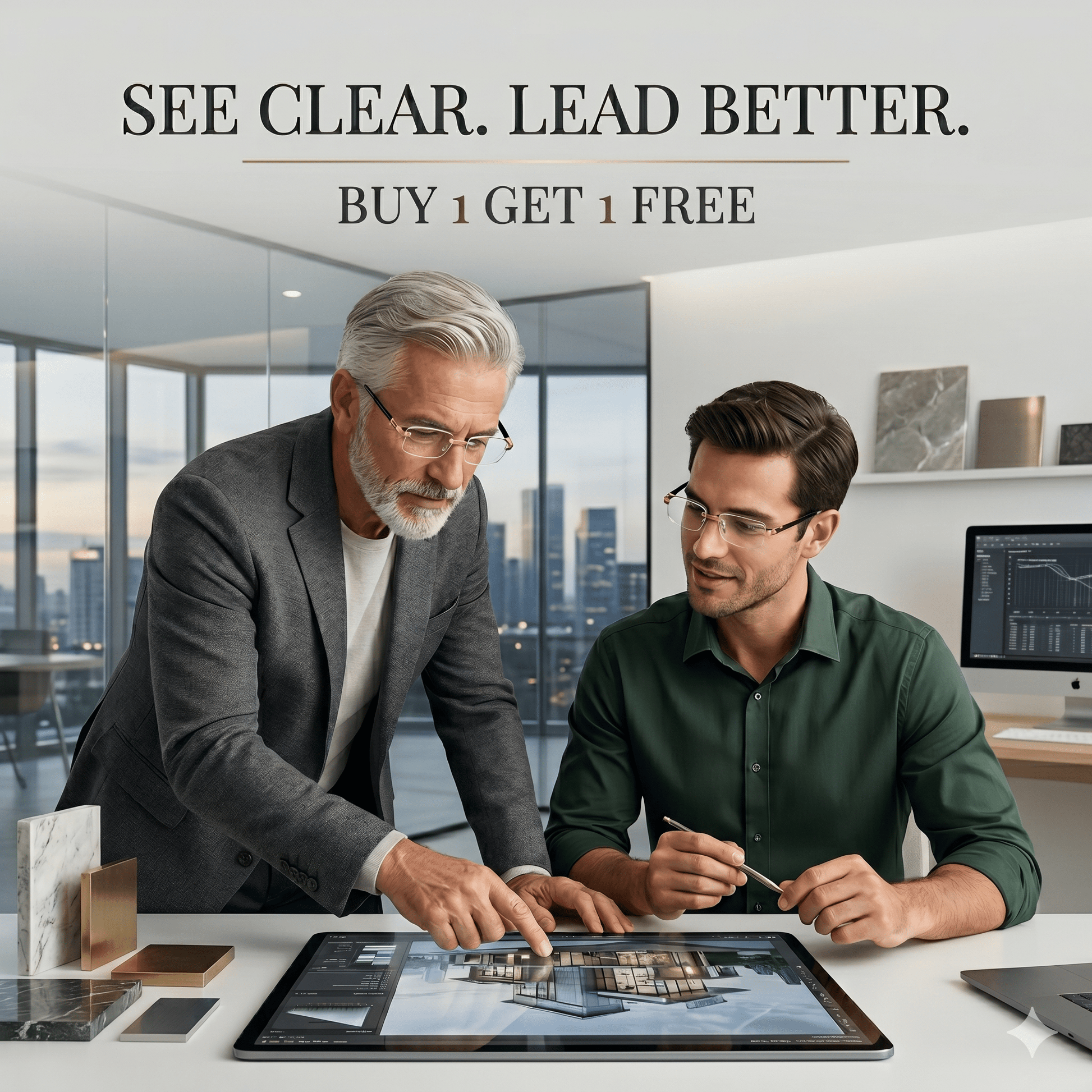 Rimless Auto - Adjusting Bifocal Reading Glasses | Buy 1 Get 1 Free - LIVEE